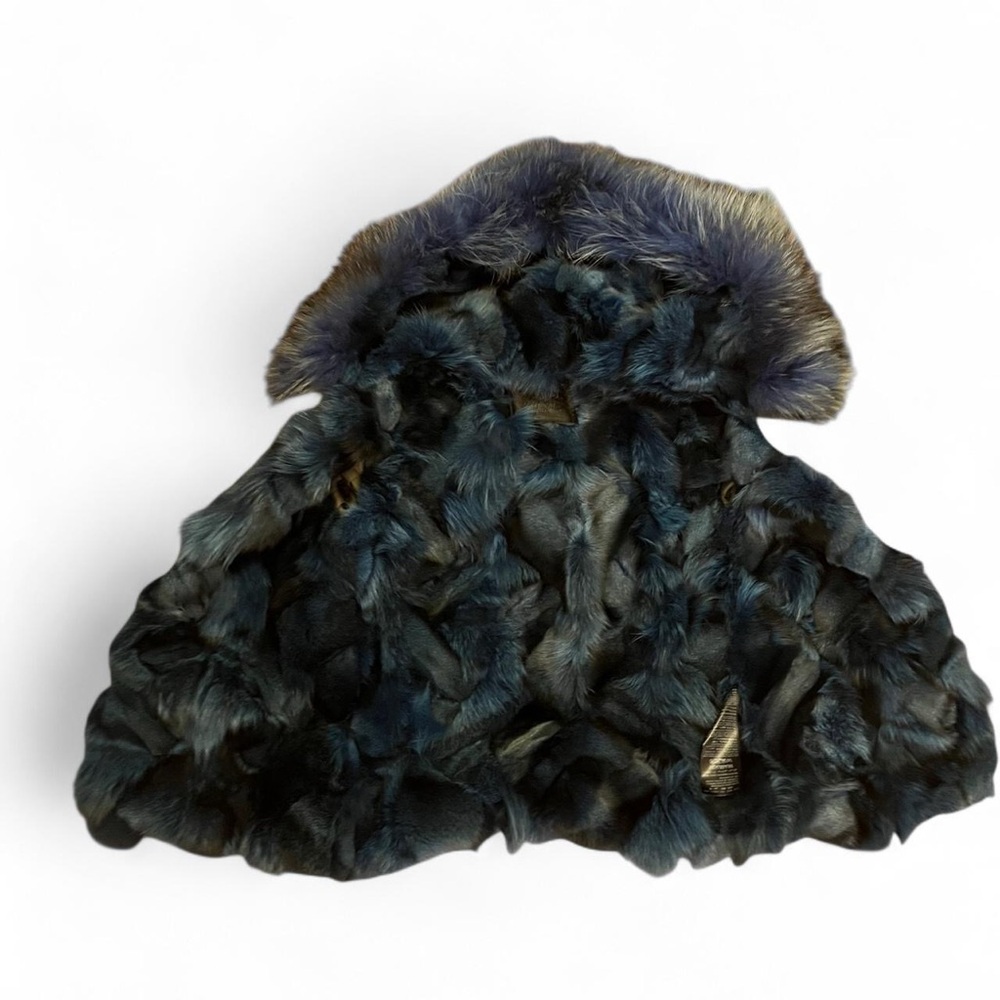 Mr & Mrs Italy Fur lined army parka blue fox raccoon trim coat khaki - Picture 10 of 16